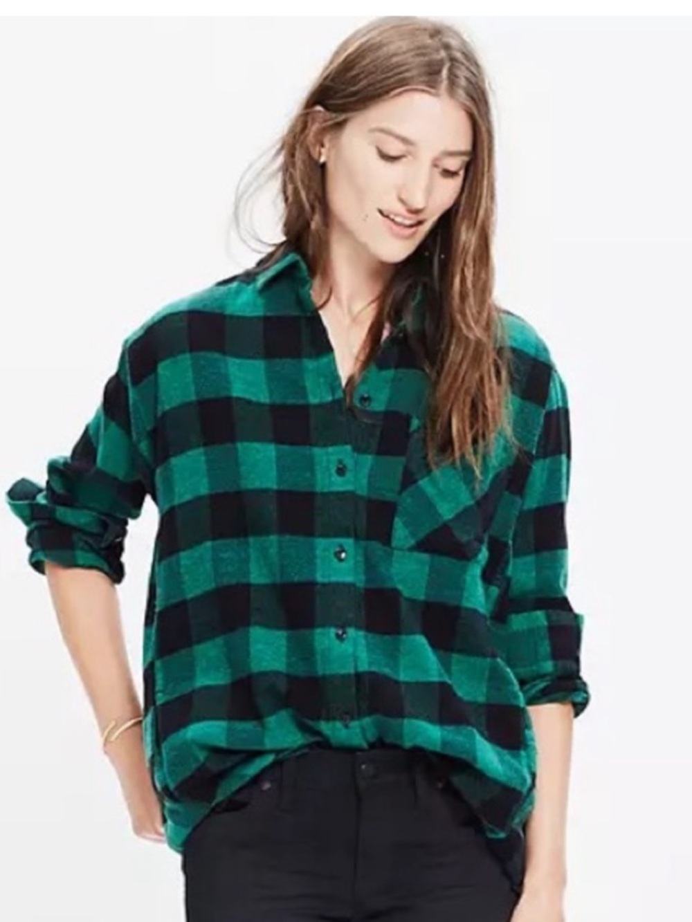 Madewell Green and Black Buffalo Plaid Shirt Jacket